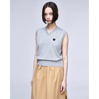 송지오 [파주점] [송지오우먼]지제로 팬서 브이넥 니트 베스트 라이트 그레이 WH3KT806LG