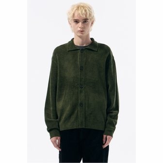 커스텀멜로우 Green Chenille Collar Cardigan_CWWAW24711GRX