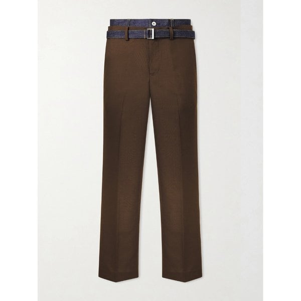 스트레이트 레그 벨티드 데님 트리밍 우븐 팬츠 46376663162962391