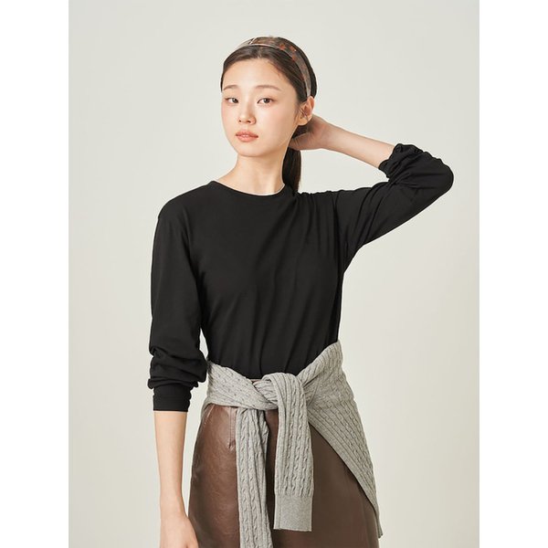 레이어드 디테일 긴소매 티셔츠  블랙 (BF5841C905)