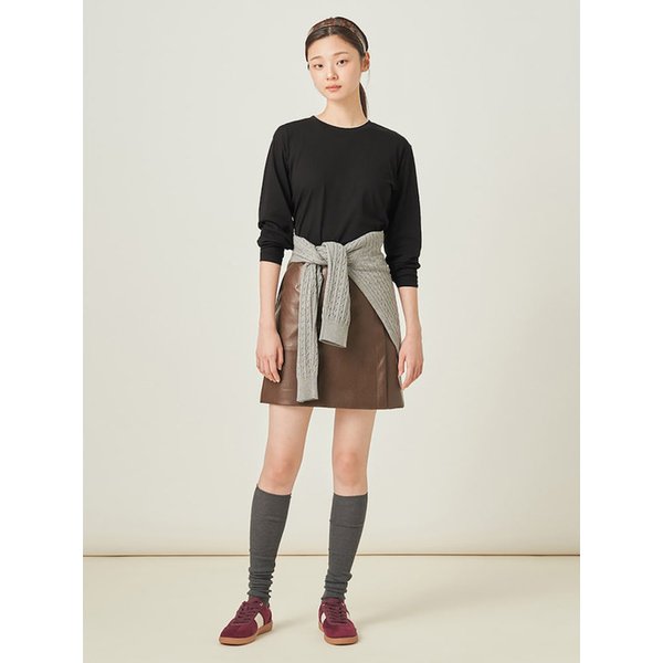 레이어드 디테일 긴소매 티셔츠  블랙 (BF5841C905)