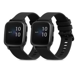 2x 교환 벨트 대응: Garmin Venu Sq MusicSq 밴드  실리콘 밴드 소프트 TPU 내구성 흑색흑색