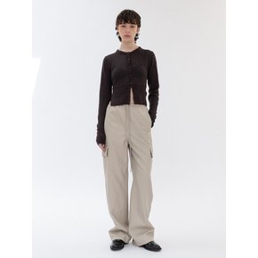 faux leather cargo jogger pants (beige)