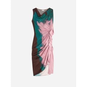 Sleeveless dress 242-011025-9032STRETCH SILK GEORGETTE PRINTED WITH MULTICO