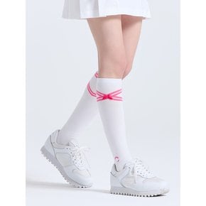 여성 리본 포인트 니삭스 핫핑크