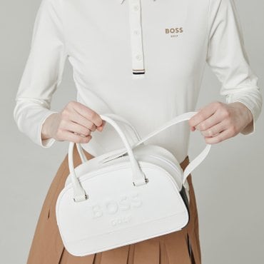 BOSS GOLF 클래식 레더 토트 파우치백 WOMAN WHITE