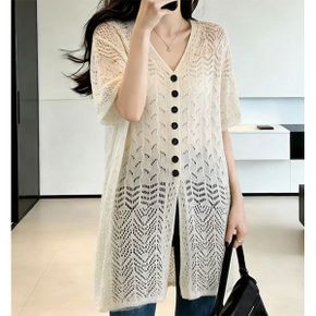 유니크펀칭 반팔 롱가디건 C06484_P431629983