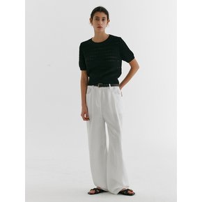 STRAIGHT LINEN TUCK PANTS_WHITE