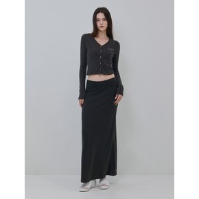 lazy soft touch long skirt (Charcoal)