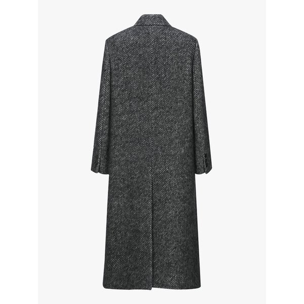 테일러드 카라 헤링본 패턴 롱 코트 EMOAWHC010