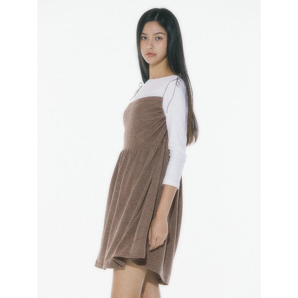 [리퍼브] SARA SHIRRING DRESS - BROWN
