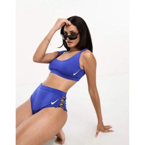 4542009 Nikeming Icon Sneakerkini scoop neck bikini top in blue