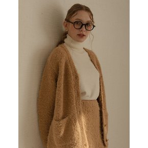 Furry alpaca cardigan (Beige)