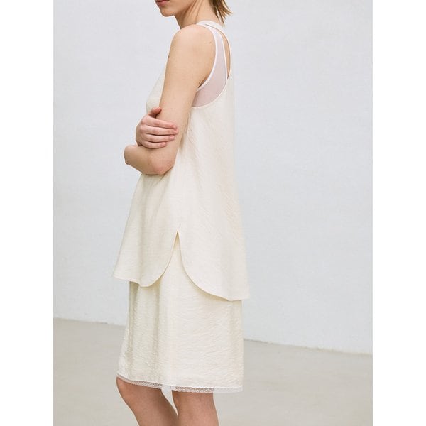lace-trim midi skirt (light yellow)