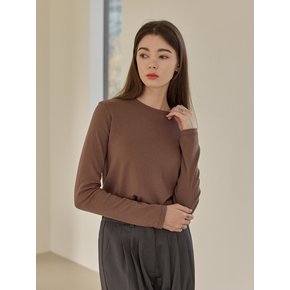 Bono basic round t-shirts_BROWN