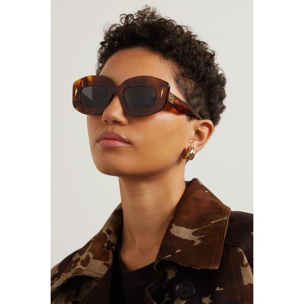 스크린 스퀘어 프레임 톨토이즈셸 아세테이트 선글라스 브라운 1647597321576377