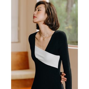 LS_Chic black slim long knit dress_BLACK