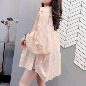 비앙키 체크 시스루 셔츠