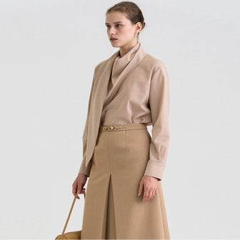 킨더살몬 FW21 Draped Scarf Blouse Cinnamon