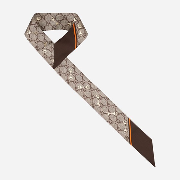 [시흥점] 5F 663719 3G001 2276 GG 프린트 홀스빗 실크 스카프 베이지