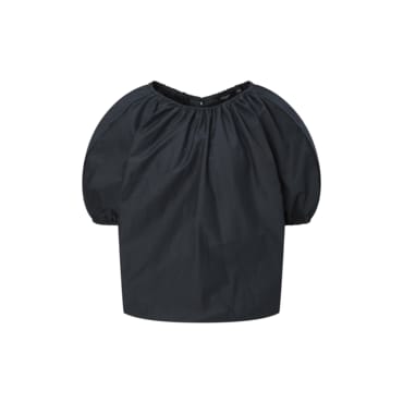 질스튜어트뉴욕 25SS 네이비 셔링장식 코튼혼방 반팔블라우스 (JSBL5B530N3)