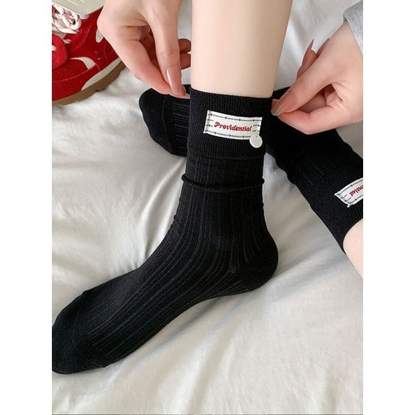 1319버튼탭 면 여성 패션 브랜드 단추 래터링 로고 명품 브랜드 fashion socks 양말