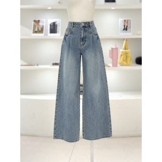 듀엘 [여주점] 여성 핀턱 와이드 데님 팬츠 (L262PSA436)