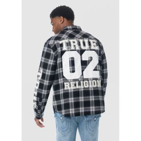True Religion 트루 종교 플란넬 셔츠 - 검정색 차콜 8102940