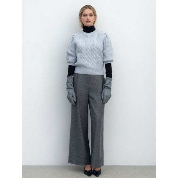 캐시 스팽글 볼륨소매 풀오버_블루