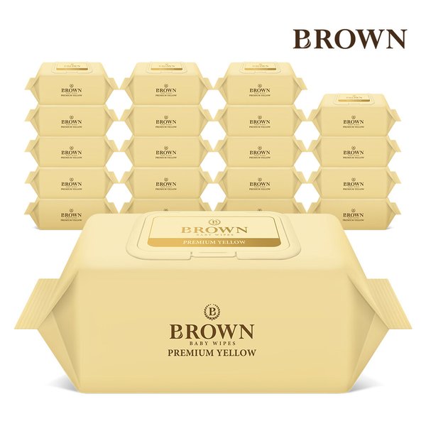 [브라운물티슈]프리미엄 옐로우 72매 캡 20팩 아기물티슈