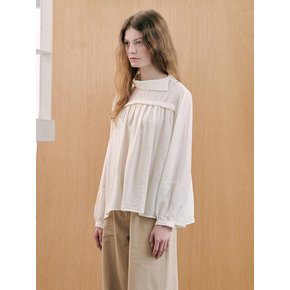 Shoulder Open Shirring Blouse_ivory