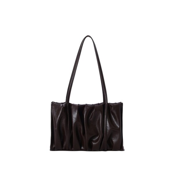 SHIRRING SQUARE SHOULDER BAG DARK BROWN