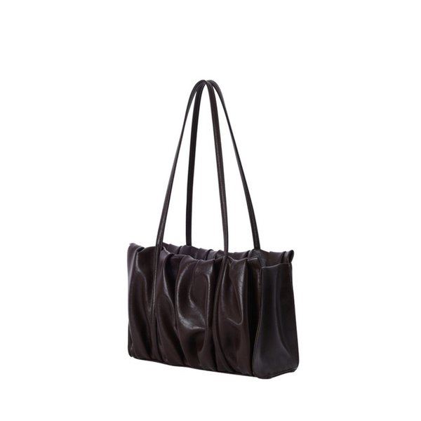 SHIRRING SQUARE SHOULDER BAG DARK BROWN