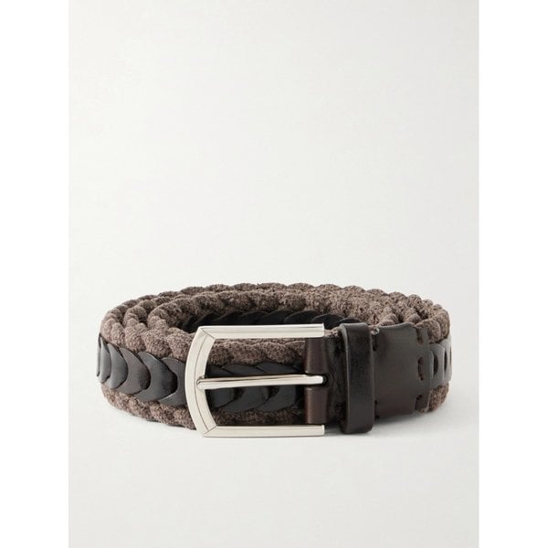 브루넬로쿠치넬리 3cm 가죽 트림 브레이디드 코튼 리넨 블렌드 벨트 46376663163013757