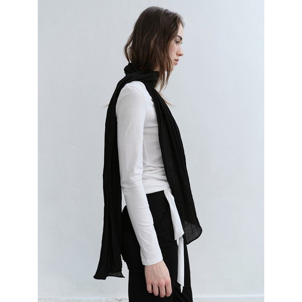 SHEER PLEATS SCARF [BLACK]