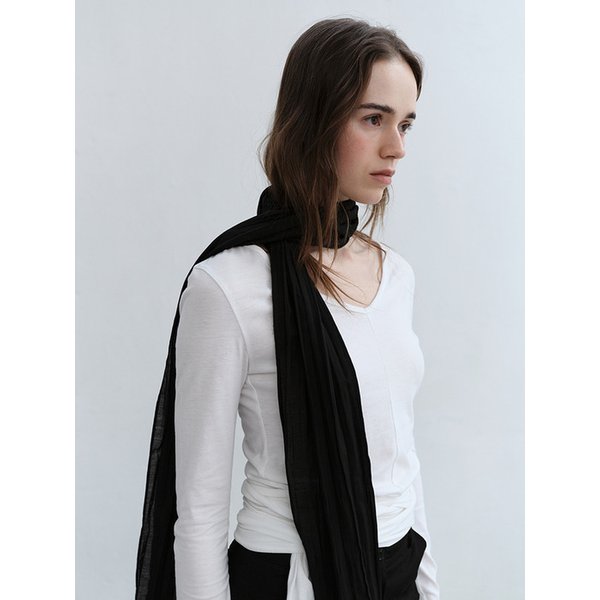 SHEER PLEATS SCARF [BLACK]