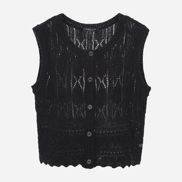 써스데이아일랜드 크로쉐 라운드넥 니트 베스트 (T254MVT236W)