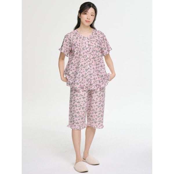 릴리 반팔 순면 여성 빅사이즈 잠옷 세트