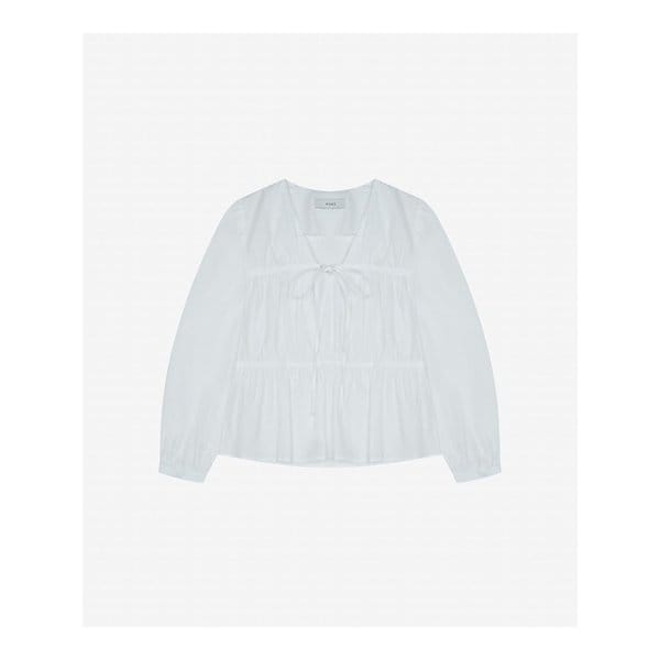 V넥 리본 캉캉 블라우스 (TMBAC2415)