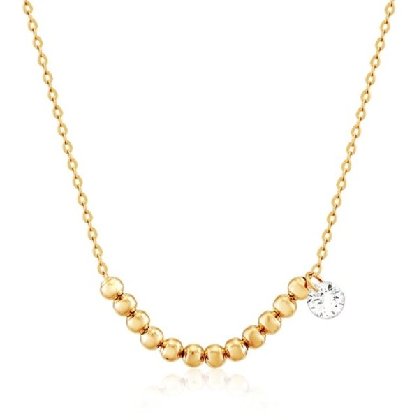 [니지쥬얼리] 14K GOLD 포인트 큐빅 골드볼 목걸이