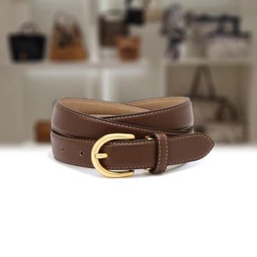 헤지스 브라운 골드버클 소가죽 여성 벨트 24mm HJBE4F406W3