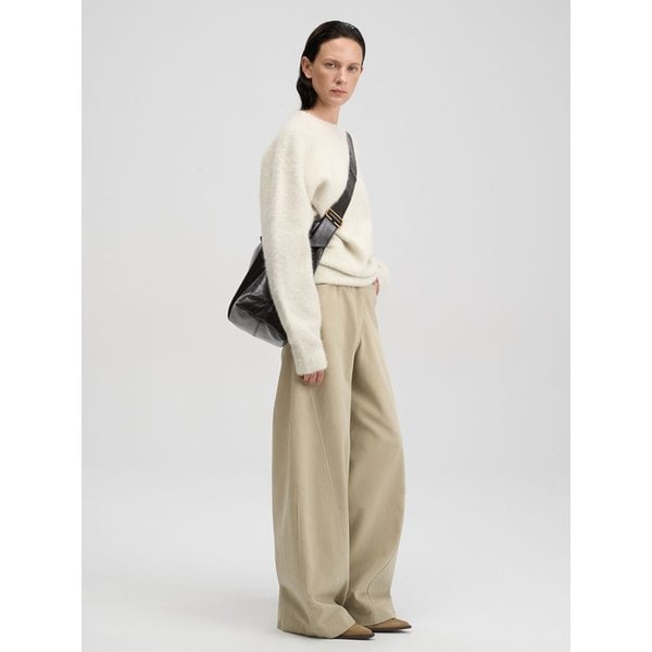 피치 코튼 커브드 팬츠 - 라이트 베이지