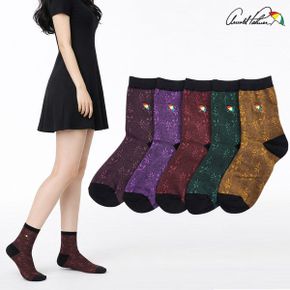 여성양말 단풍 꽃무늬 중목 패션 캐주얼양말 5족 세트 엄마 할머니_P418349912