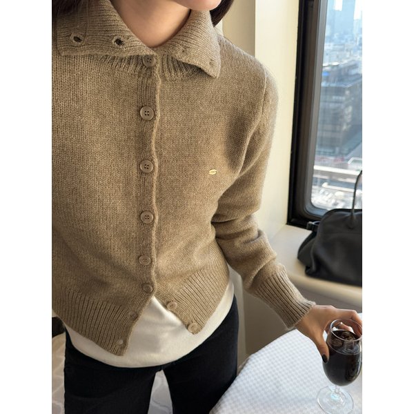 도톰소프트 하이넥 가디건_KHAKI BEIGE