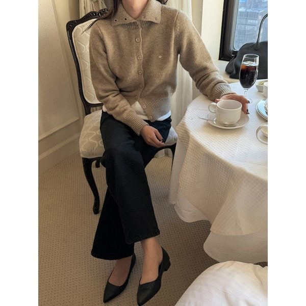 도톰소프트 하이넥 가디건_KHAKI BEIGE