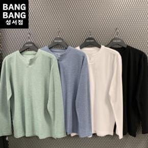 HC04 봄남성라운드트임무지얇은긴팔면티셔츠 브이 헨리넥 기본 티셔츠 NTL2 (S29972984)
