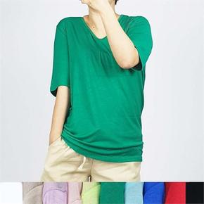 블랑 실켓 부드러운 여름 여성 V 브이넥 반팔 티셔츠 (S8725854)