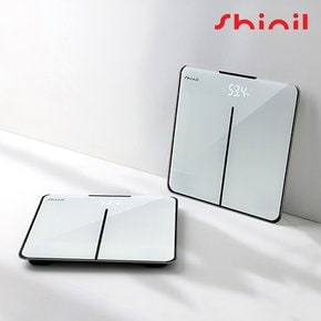 신일 자동전원 전자식 체중계 SHM-2505 화이트 / AAA건전지 슬림강화유리