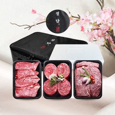 [바로배송][SSG정담][냉장]명품 횡성한우 구이혼합세트 3호(1,620g/1등급이상/로스250gx2, 불고기280gx2, 국거리280gx2)[아이스박스/정담보냉가방]