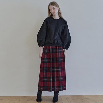 아방 Tartan Check Pleated Maxi Skirt - RED